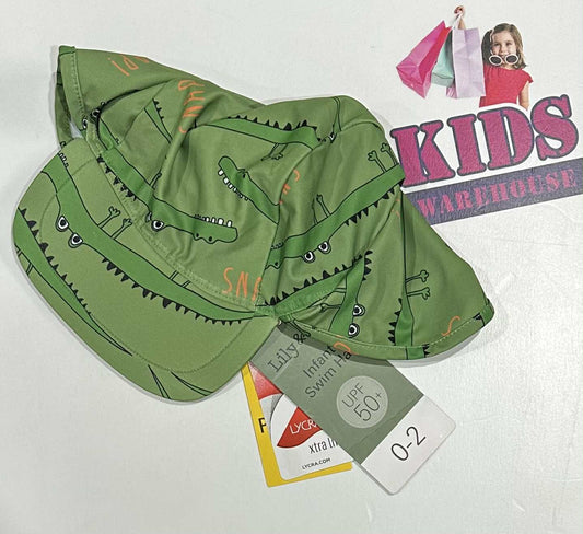 NEW Lily & Dan Infant Crocodile Print Swim Hat Size 0-2 (Baby/Toddler)