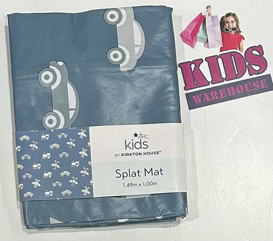 Kirkton House Blue Car Print Splat Mat 1.49x1m