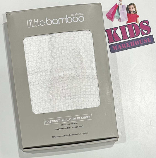 NEW Australia Little Bamboo White Knitted Bassinet Heirloom Blanket 100x75cm