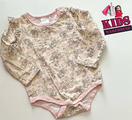 Disney Pink Bodysuit With Bambi Pattern Size 1