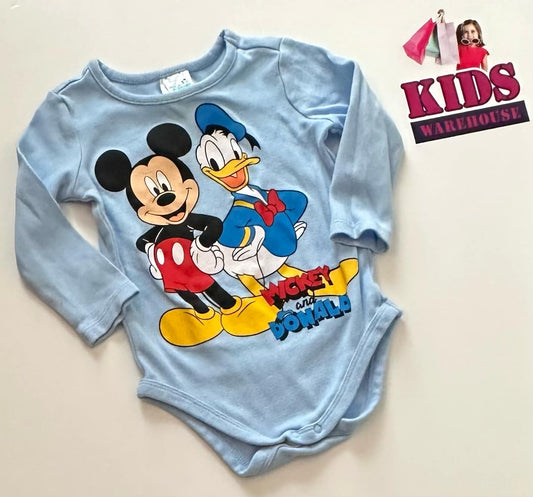 Disney Blue Bodysuit With Mickey Mouse Print Size 0