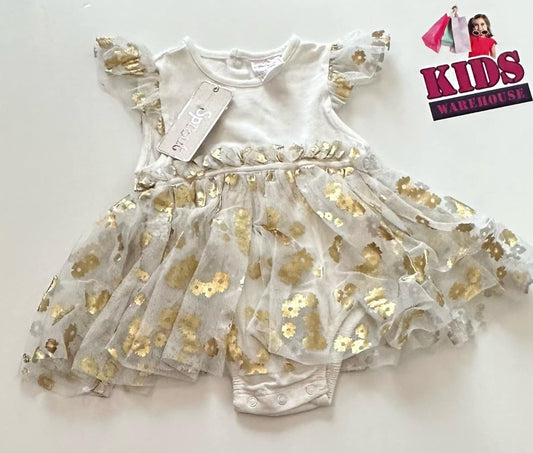 New Sprout White & Golden Dress Size 0