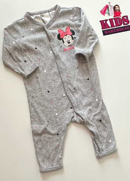 H&M Grey Jumpsuit With Minnie Mouse Print Size 00