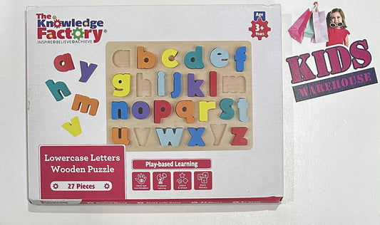 The Knowledge Factory Lowercase Letters Wooden Puzzle 27 Pieces Toy Set