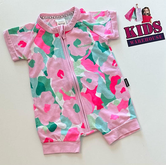 Bonds Pink Bodysuit With Flowers Pattern Size 000