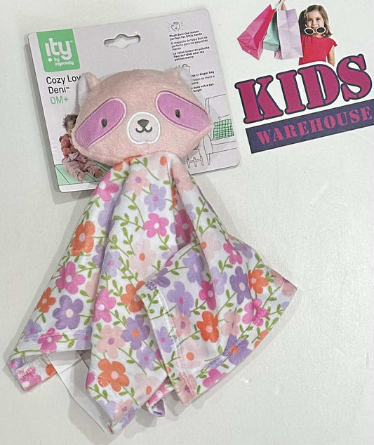 NEW Ity Cozy Lovey Deni Pink, Floral Racoon Print Comforter 0+ Months