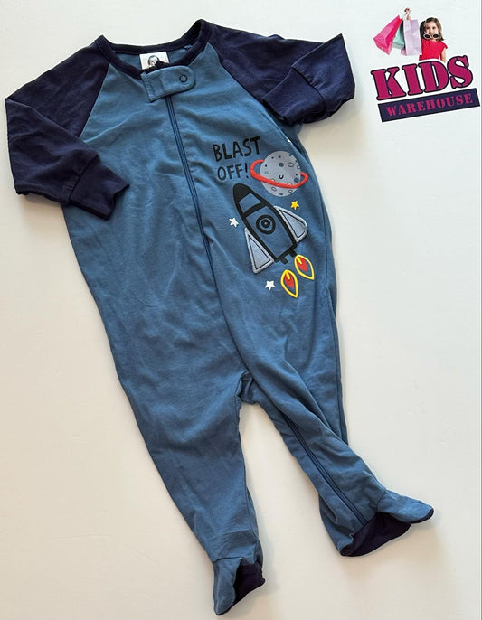 Gerber. Blue Jumpsuit With Rocket Print Size 00