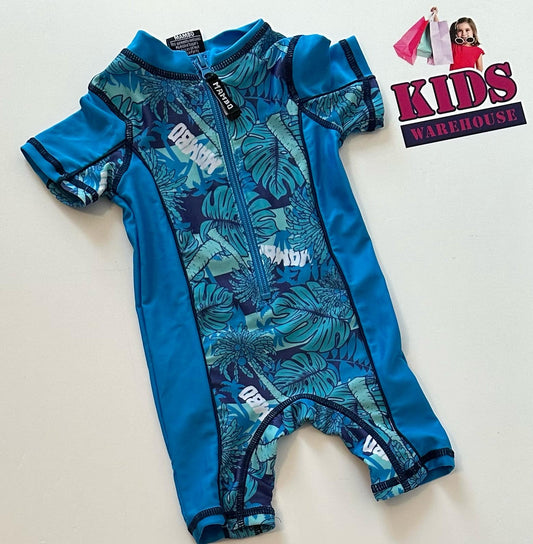 Mambo Blue Bather suit With Plant Pattern Size 000