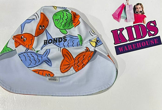 Bonds Blue, Fish Print Swim Hat Size Small (3-6 Months)