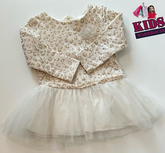 Ollies Place White & Gold Tutu Dress Size 2