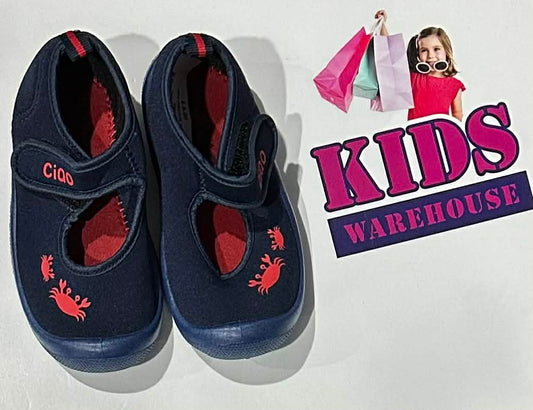 NEW Ciao Navy Blue, Red Crab Print Sandles Size US7.5/UK6.5 (Child)