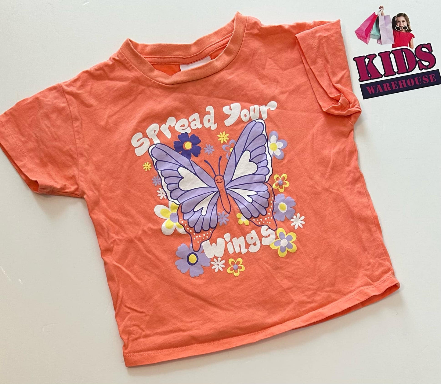 C&G Orange Top With Butterfly Pattern Size 6