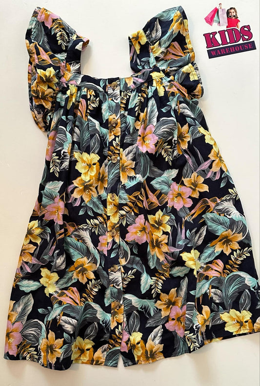 Cotton On Black Dress With Flower Pattern Size 7