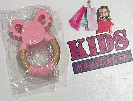 NEW Pink Wooden, Silicone Koala Shape Teether