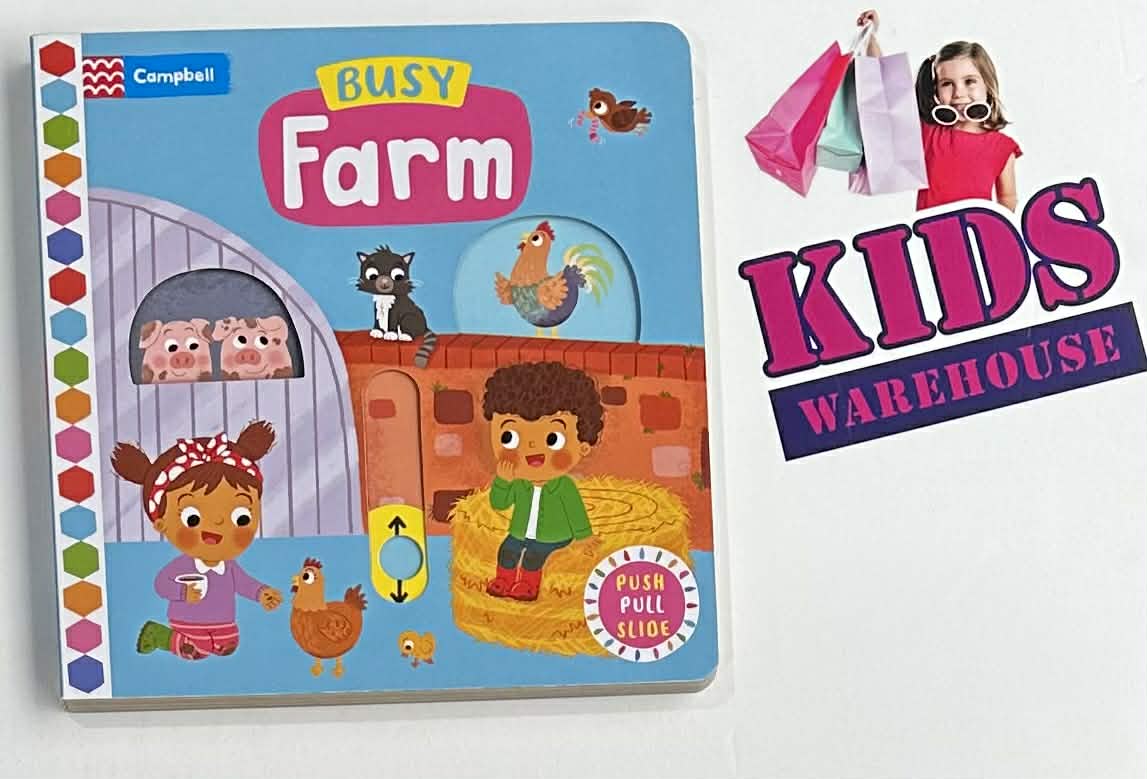 Busy Farm Push Pull Slide (Board Book) - Louise Forshaw