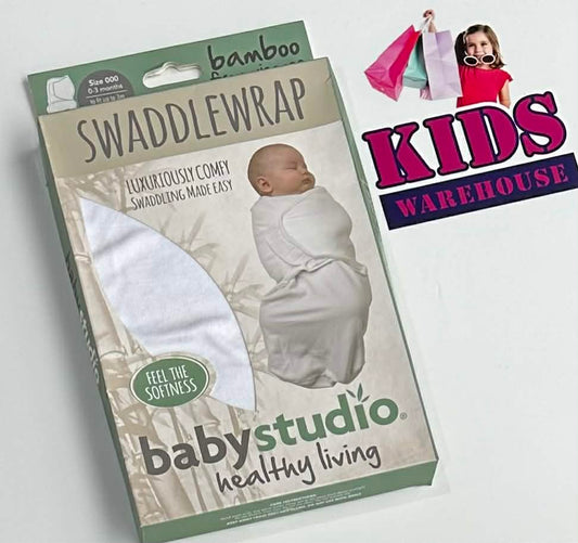 Baby Studio Swaddle Wrap White Size 000 (0-3 Months, 3-6kg) TOG 0.2