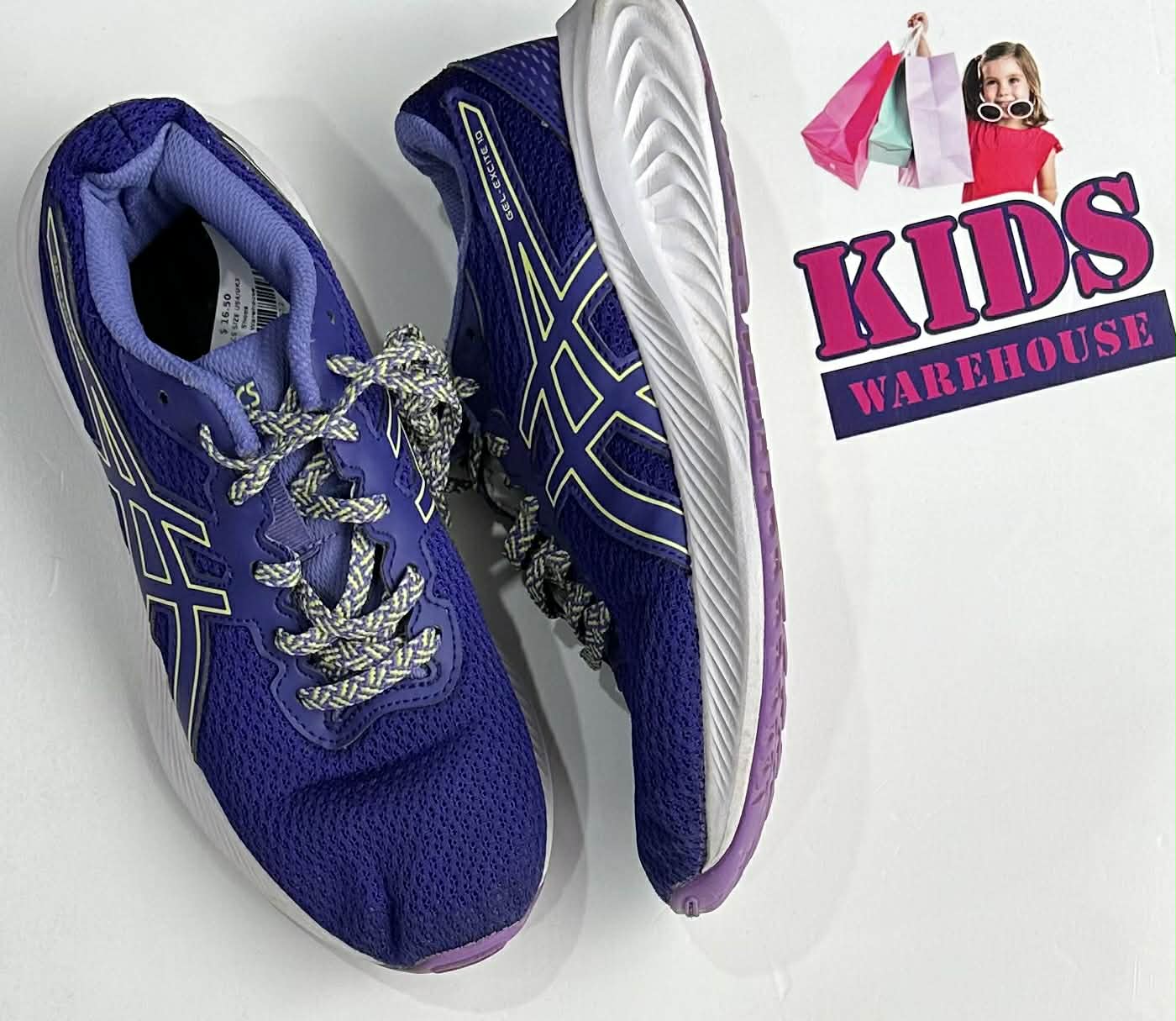 Asics Purple, Yellow Runners Size US4/UK3 (Older Child)