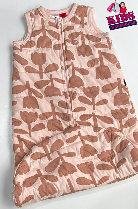 BONDS Wonder Sleep Cooler Nights Pink, Brown Flower Print Size 2 (18-24 Months)