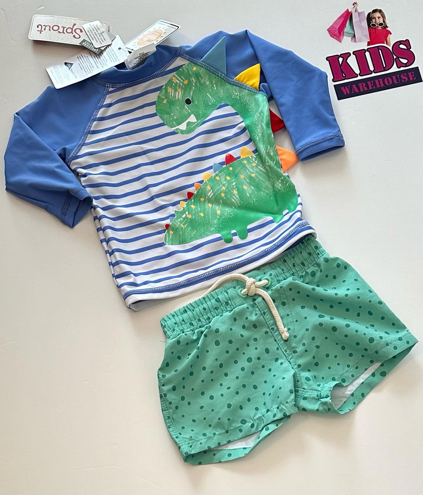 New Sprout Blue & Green 2 Piece Swim Set Size 000 (RRP 34.95)