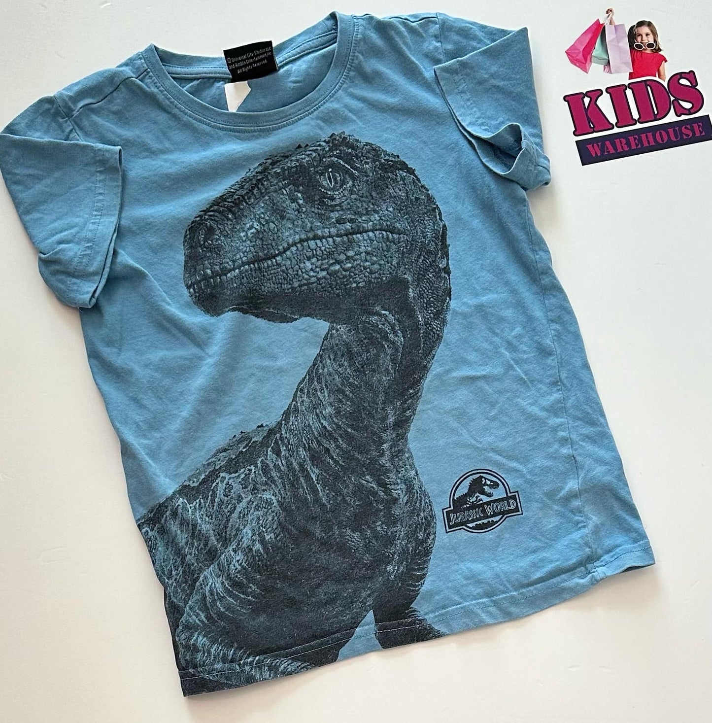 Jurassic World Blue Top With Dinosaur Print Size 7