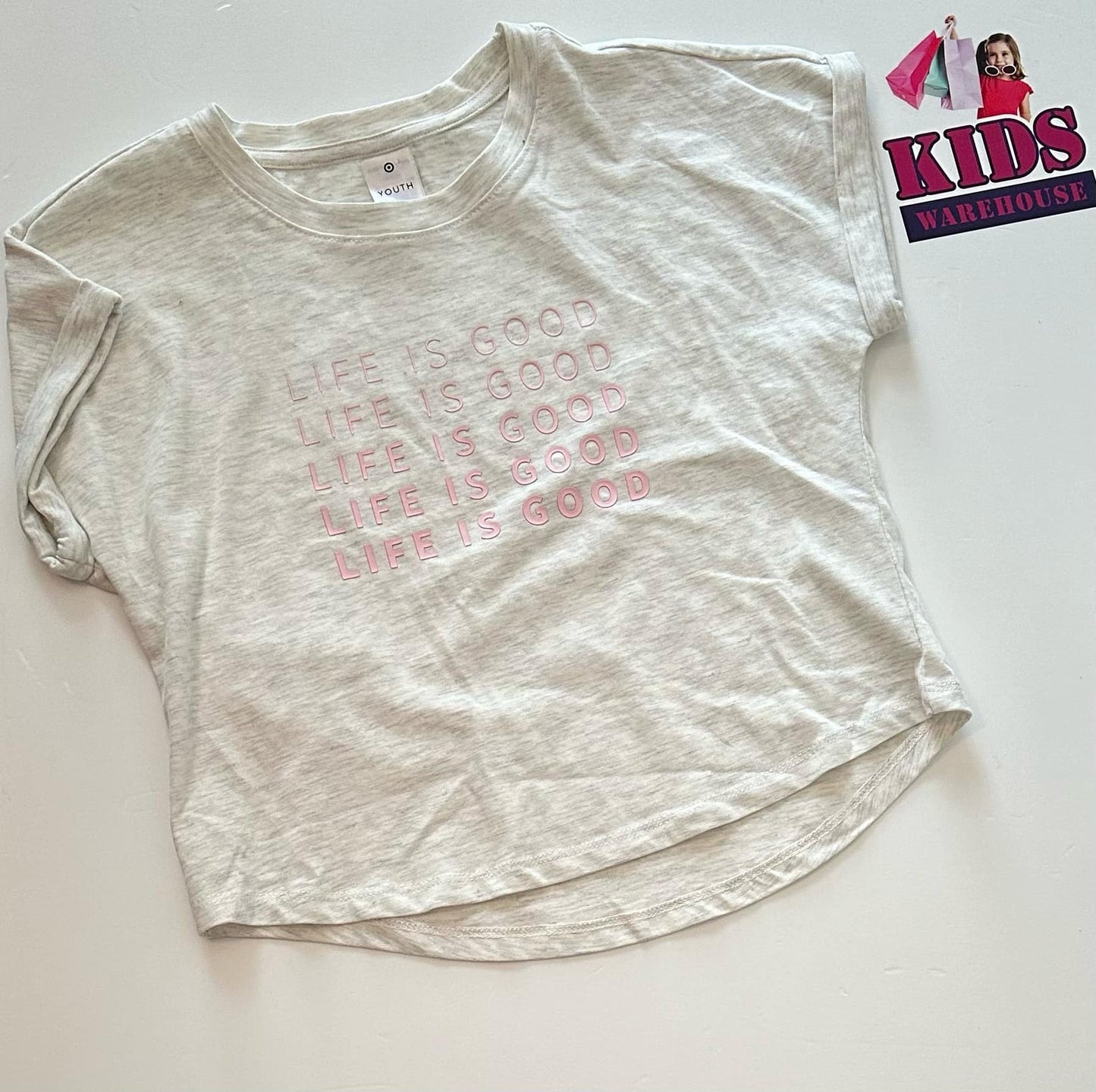 Target White Top With “Life Is Good” Print Size 8