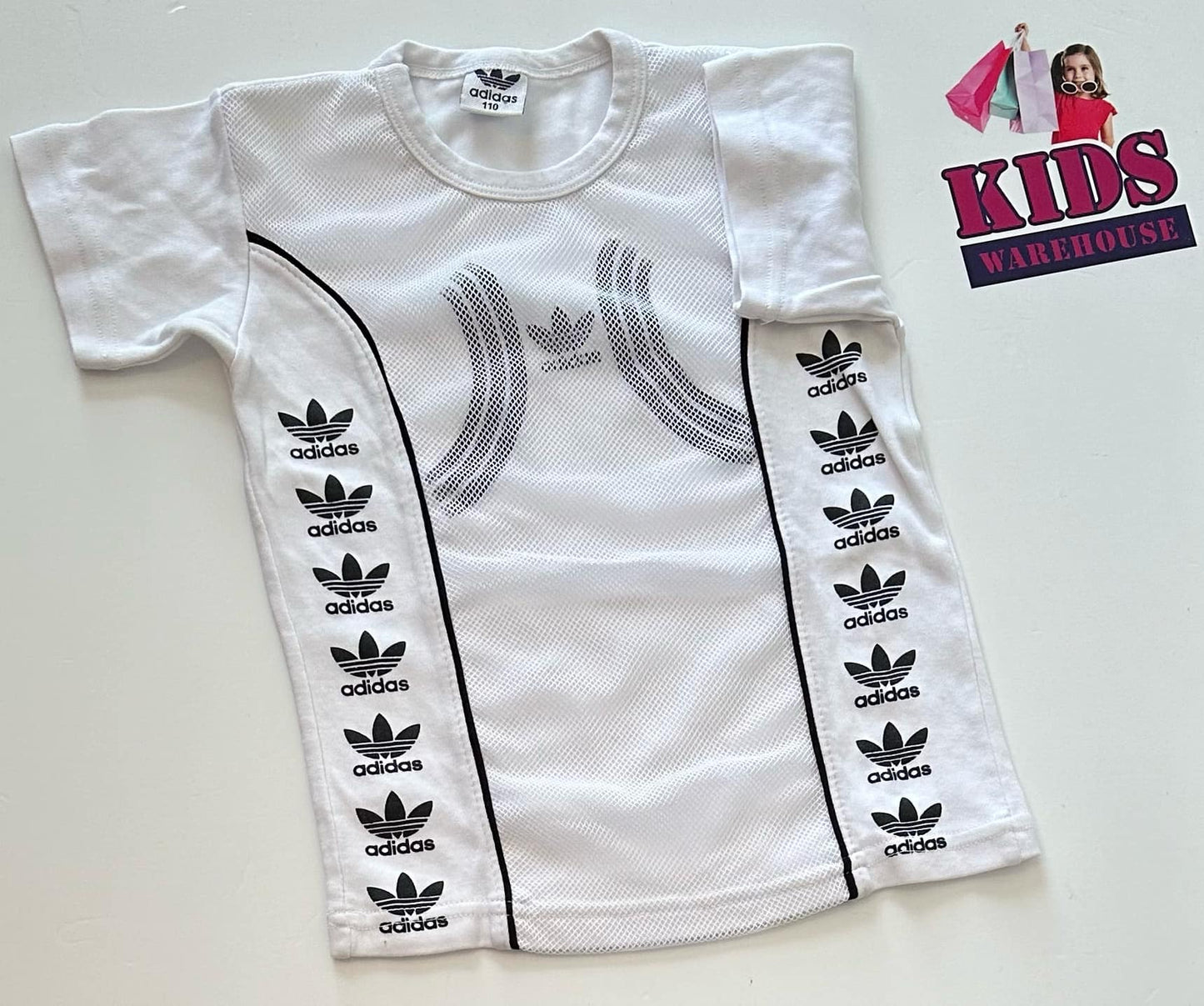 Adidas White Top With Adidas Pattern Size 4