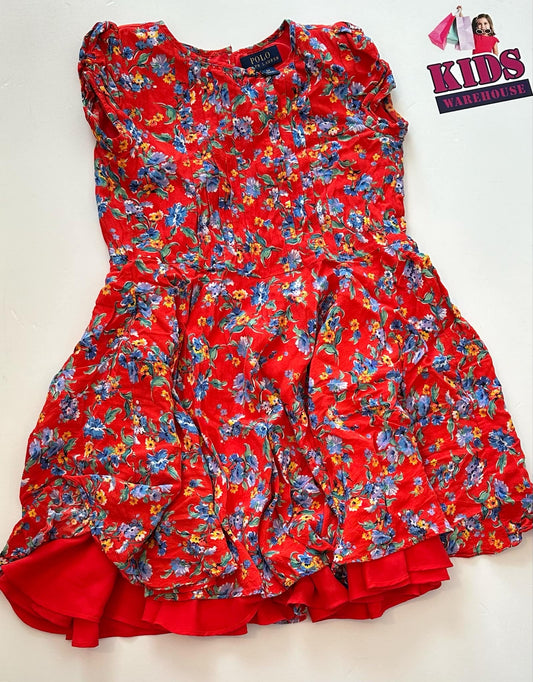 Polo Ralph Lauren Red Dress With Flower Pattern Size 6