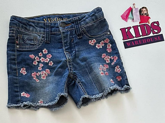 Vigoss Blue Jean Shorts With Pink Flower Print Size 5