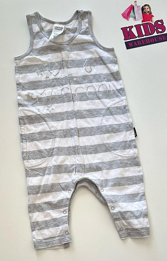 Bonds White & Grey Bodysuit Size 00