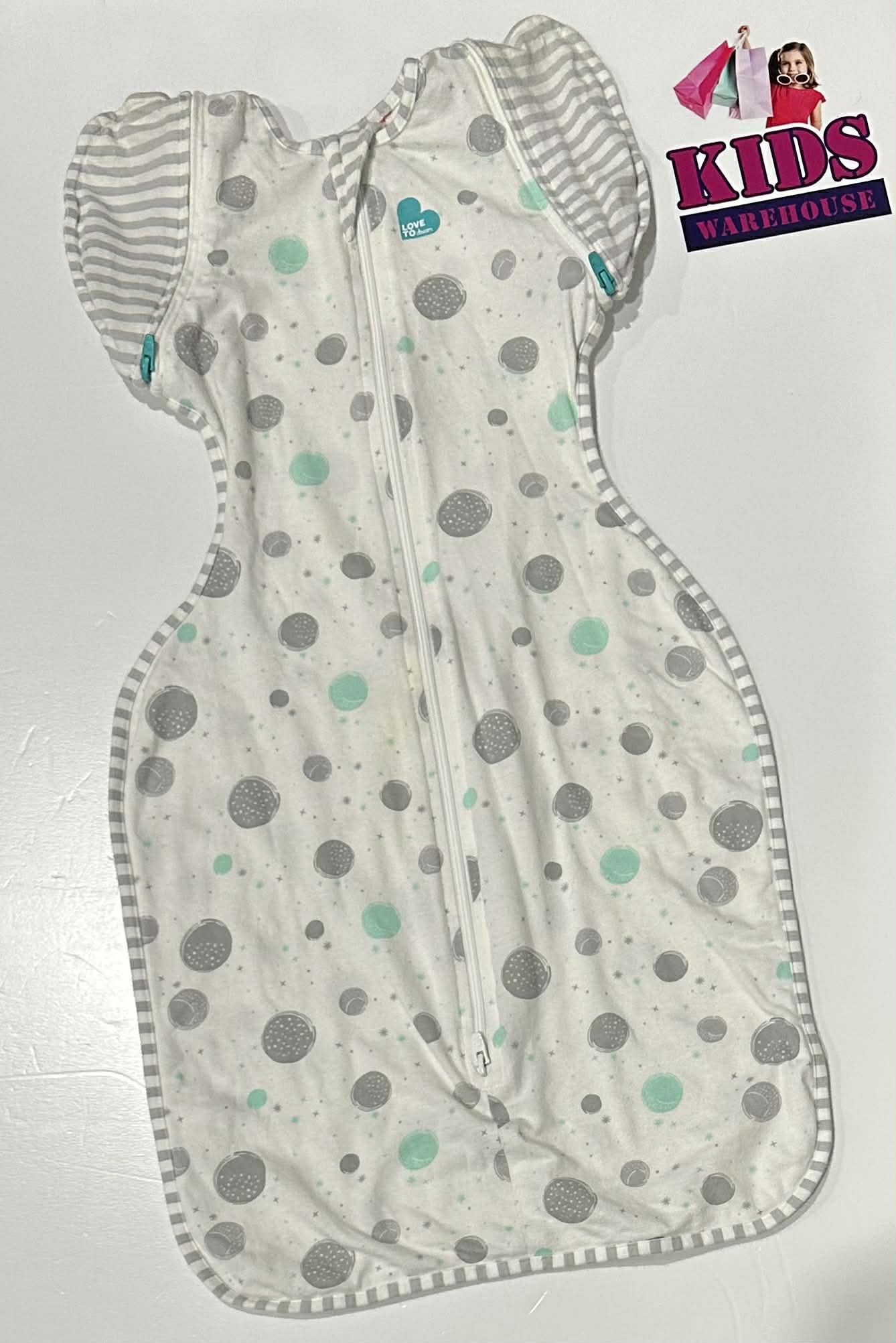 Love To Dream White, Grey, Teal Circle Print Size Medium/Large TOG 0.2
