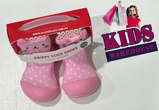 NEW Pink Cat Print Grippy Sock Shoes Size US5/UK4 (Child)