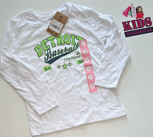 New K-D Long Sleeve White Top Size 3