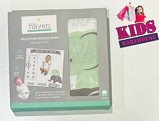 NEW Little Haven Milestone Muslin Wrap Watch Me Grow Photo Backdrop & Muslin Wrap 1.01x1.01m
