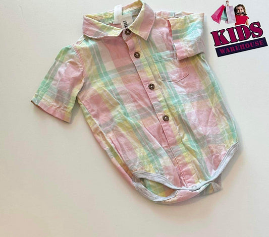 Pink Checked Shirt Bodysuit Size 0