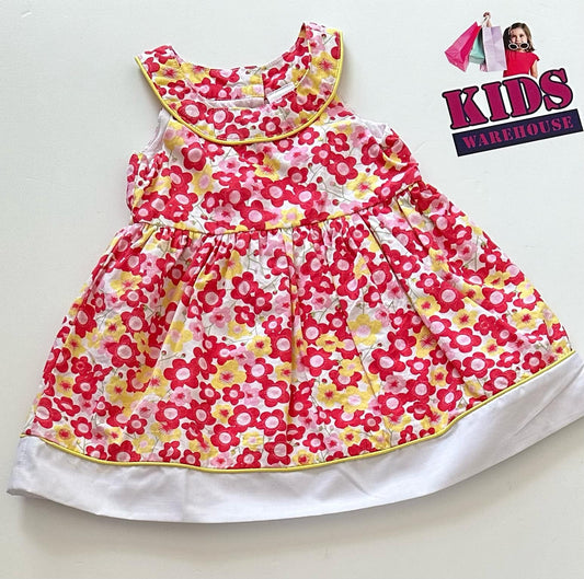 Ollies Place White & Red Dress With Flower Pattern Size 00