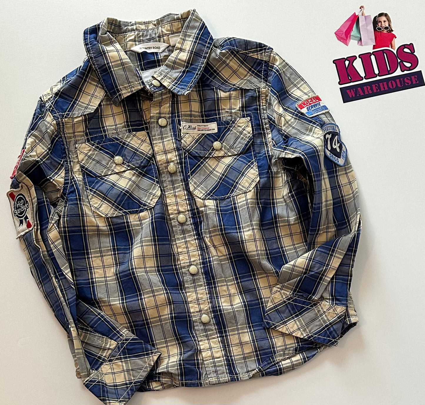 Country Road Blue Checked Shirt Size 5