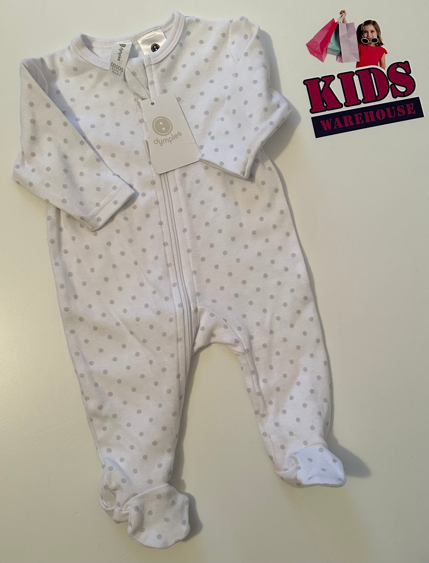 New White with Polkadot Premature Zip Jumpsuit Size 00000