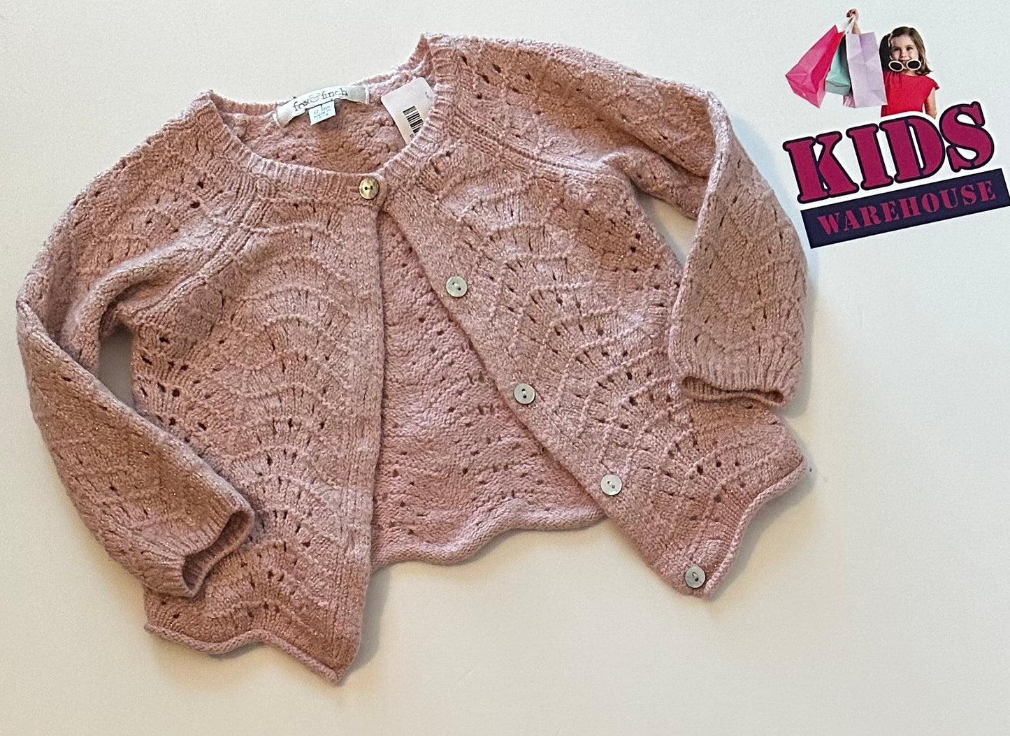 Fox & Finch Pink with Gold Sparkle Cardigan Size 1