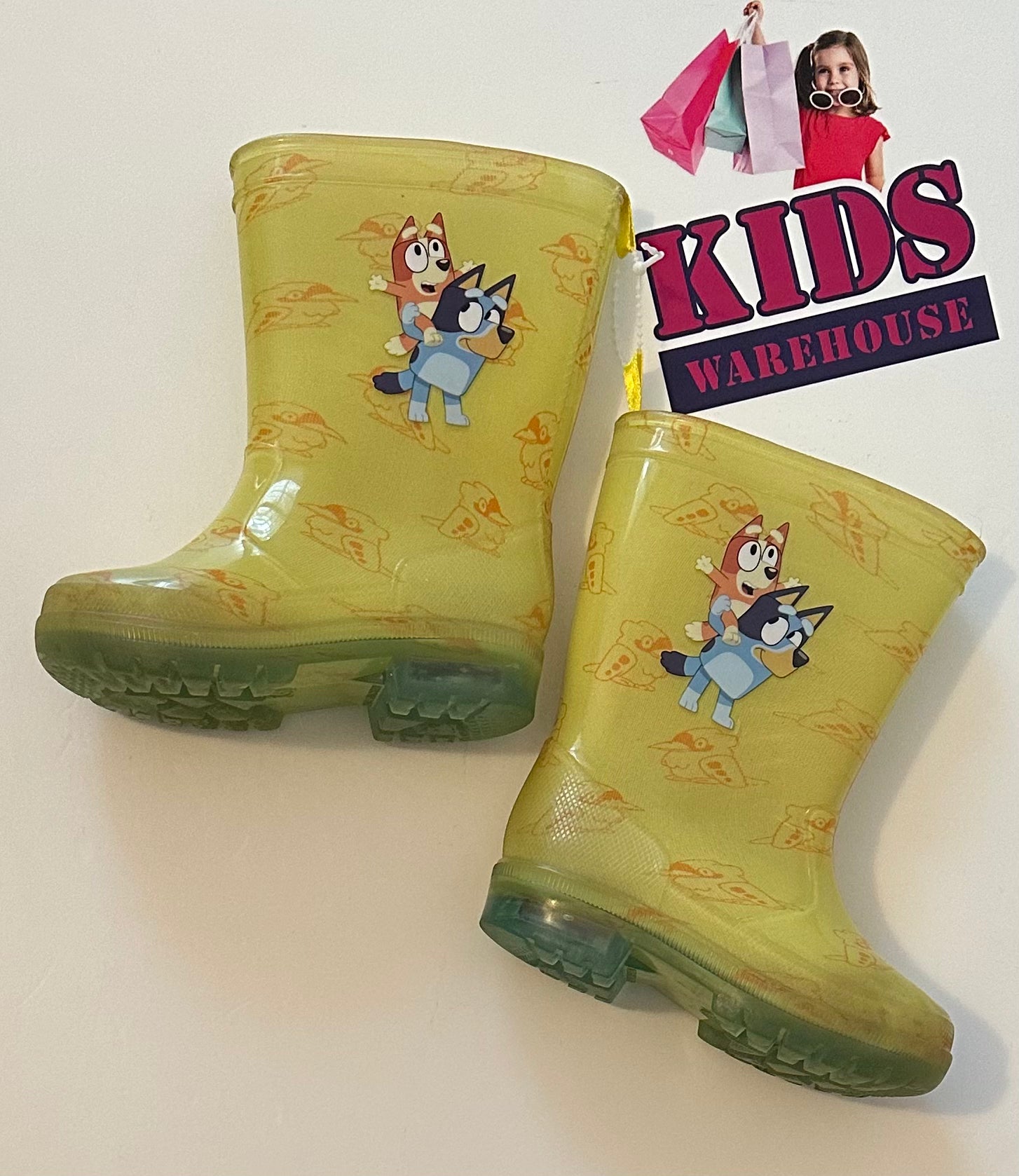 Bluey Yellow Light Up Gumboots Size 5 (Toddler) Kids Warehouse AU