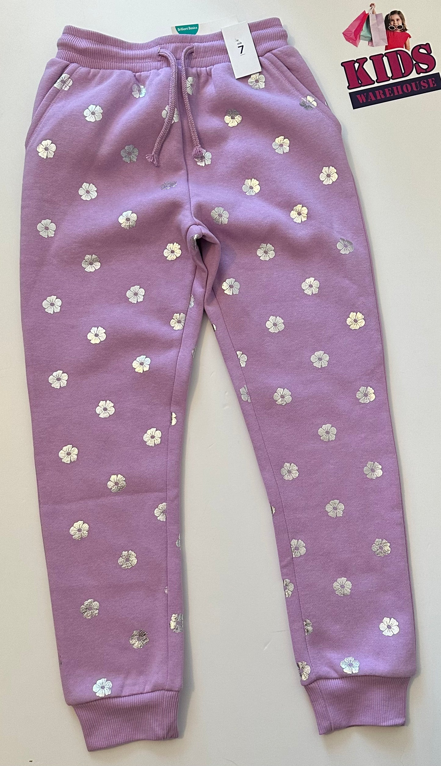 New Purple Silver Shimmer Trackpants Size 7