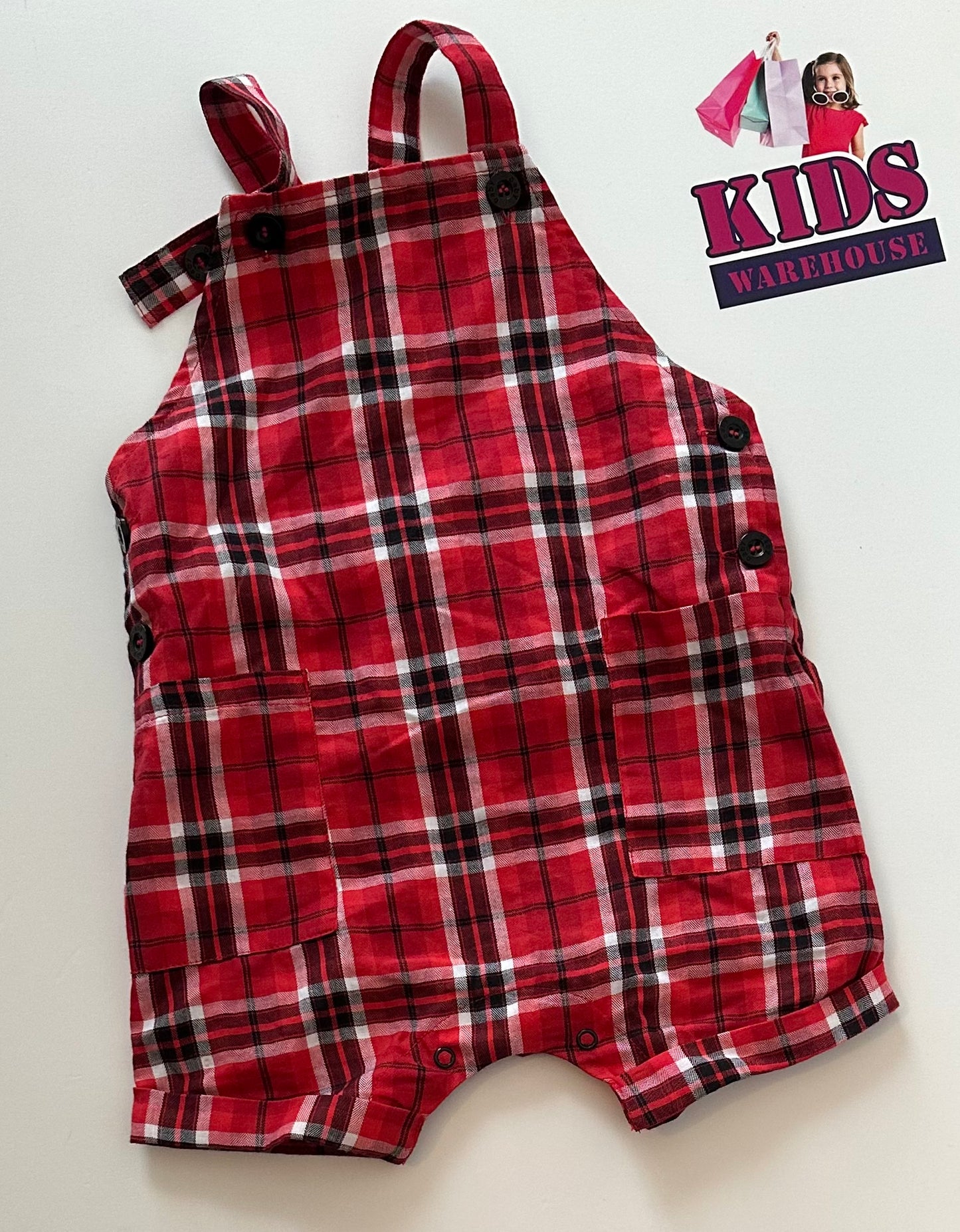 Red Checked Overalls Size 1
