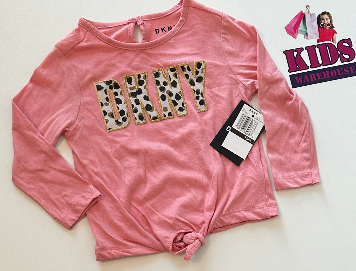 New DKNY Pink Leopard Top Size 1