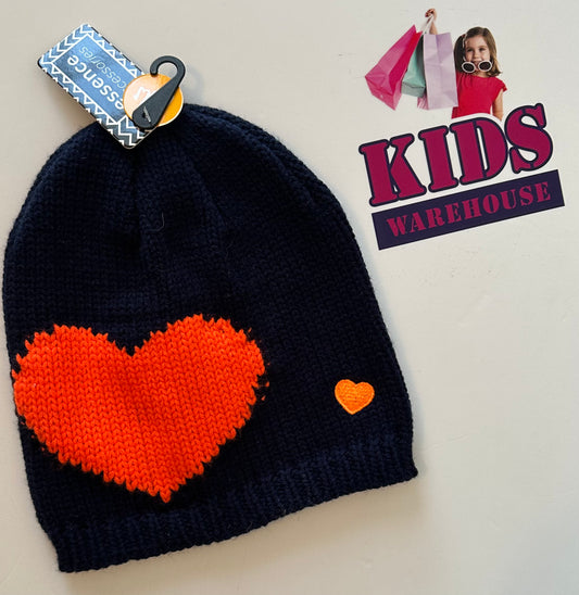 New Navy Heart Print Beanie (Child)