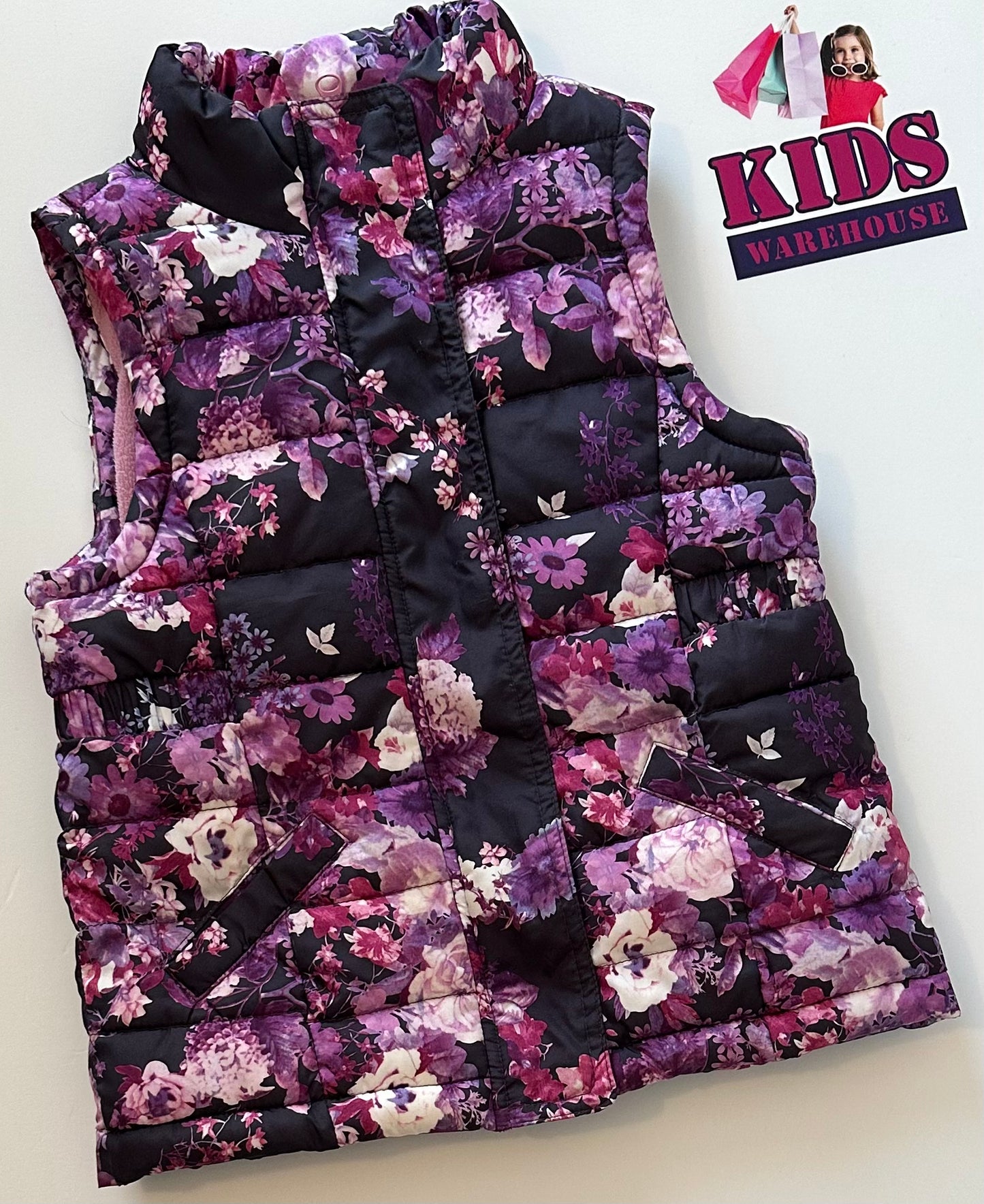 Purple Floral Puffer Vest Size 4