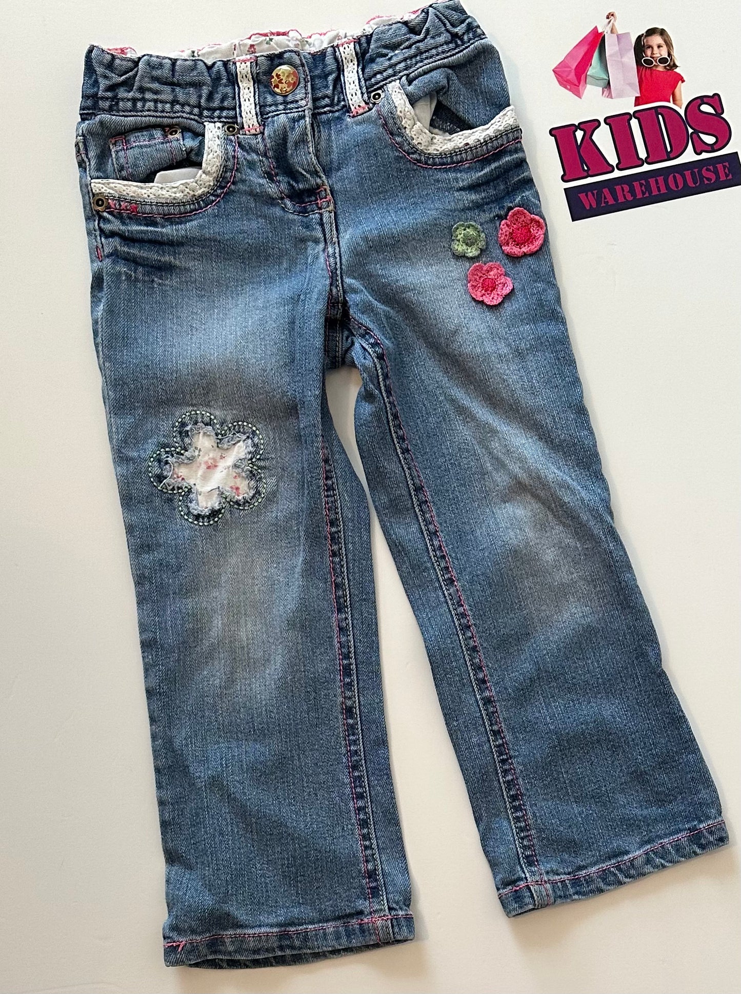 Target Denim with Flowers and Lace Trim Size 2