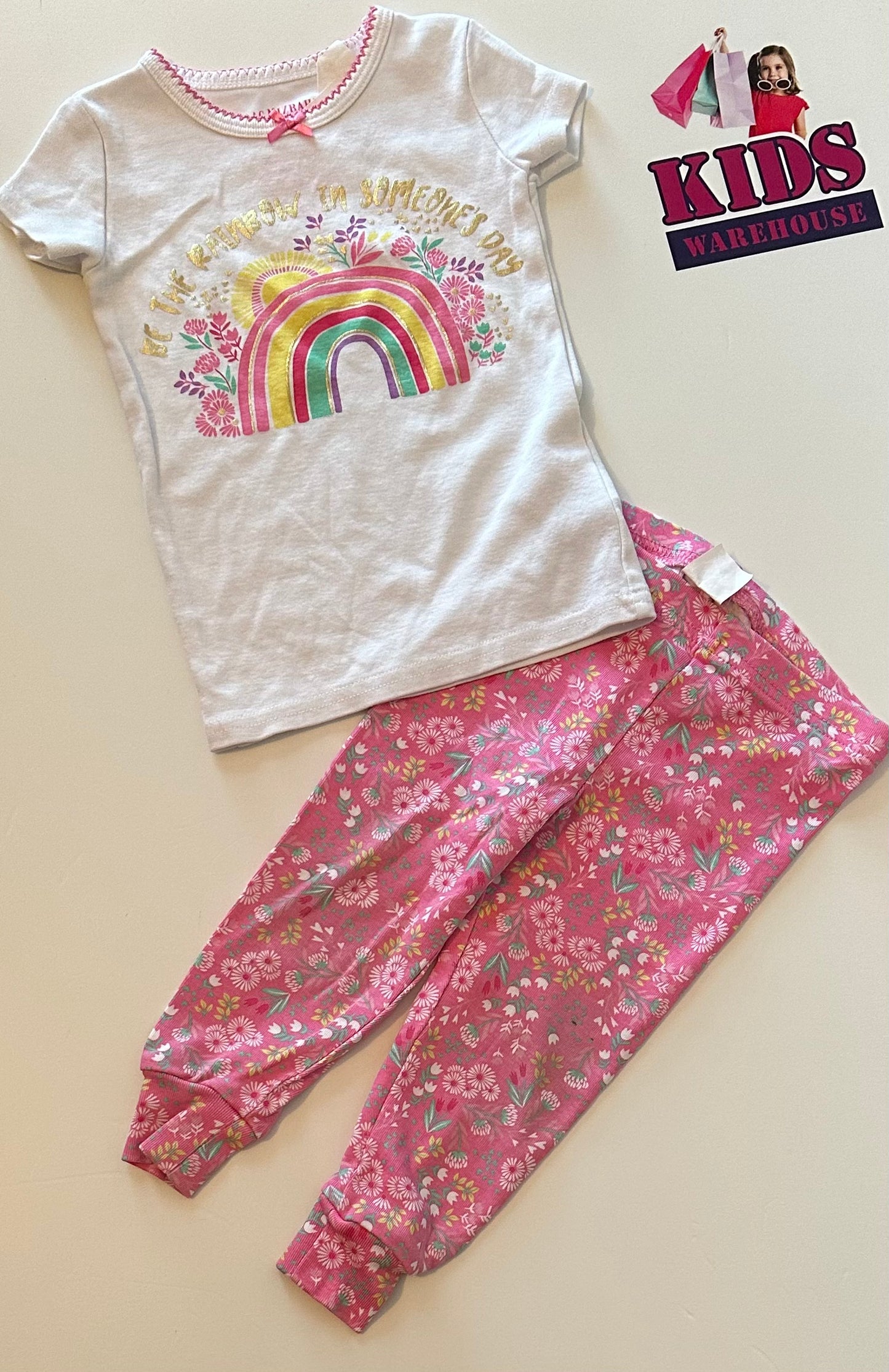 Lascaux Mizrahi 2 Piece Pink Rainbow Top & Leggings Size 0