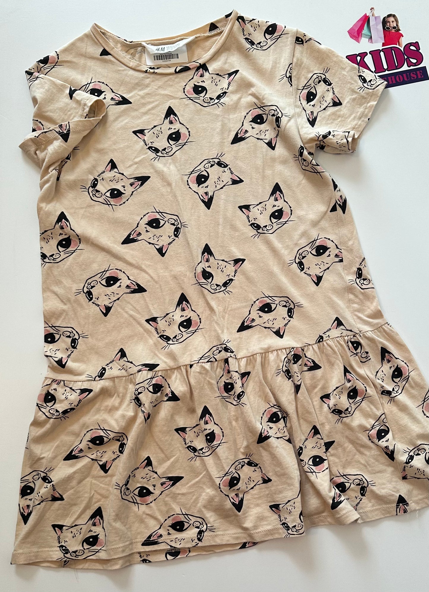 H&M Cat Print Dress Size 9-10