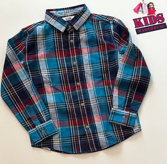 New M&Co Kids Blue Checked Shirt Size 4-5