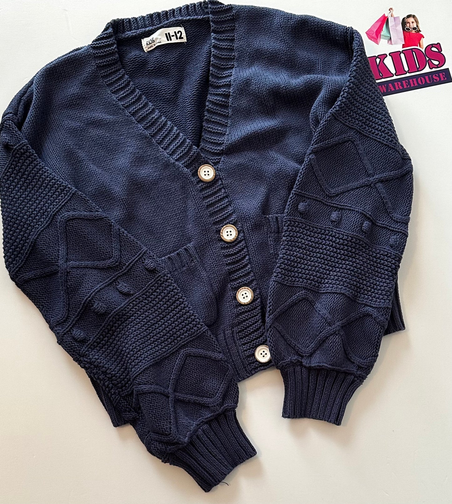 Cotton On Navy Blue Knit Cardigan Size 11-12