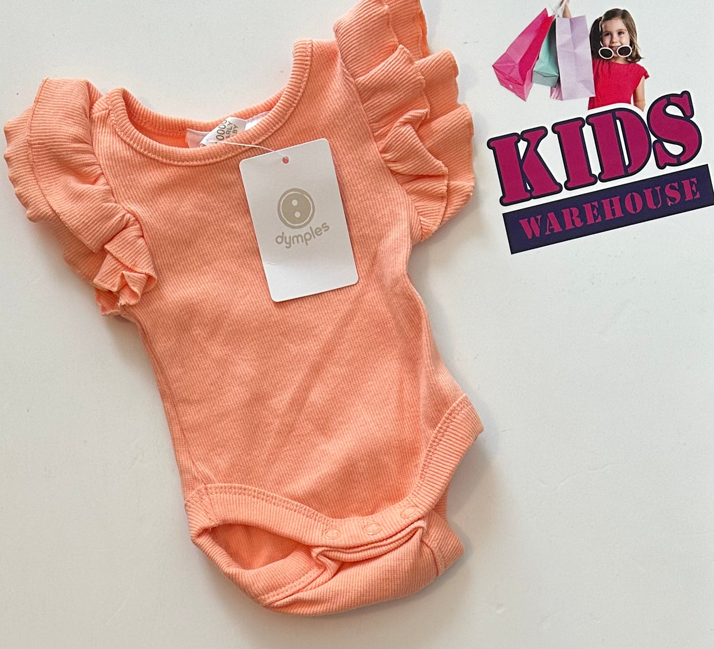 New Premature Salmon Frilled Bodysuit Size 00000